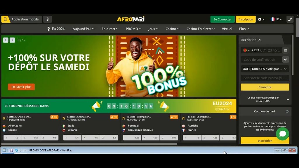 Afropari Cameroun et Côte d'Ivoire inscription et code promo