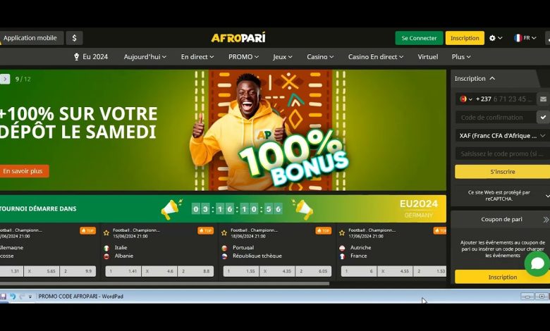 Afropari Cameroun et Côte d'Ivoire inscription et code promo